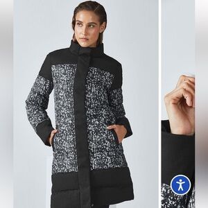 Fabletics Waco Black and Gray Patterned Puffer Jacket